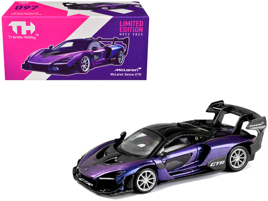 McLaren Senna GTR Midnight Purple Metallic with Black Top "HCFC 2025 Limited Edition" 1/64 Diecast Model Car by Trends Hobby-0
