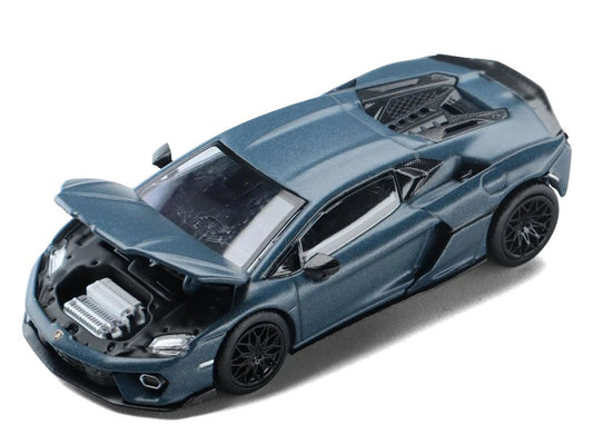 Lamborghini Temerario Matt Blue Metallic 1/64 Diecast Model Car by Trends Hobby-0