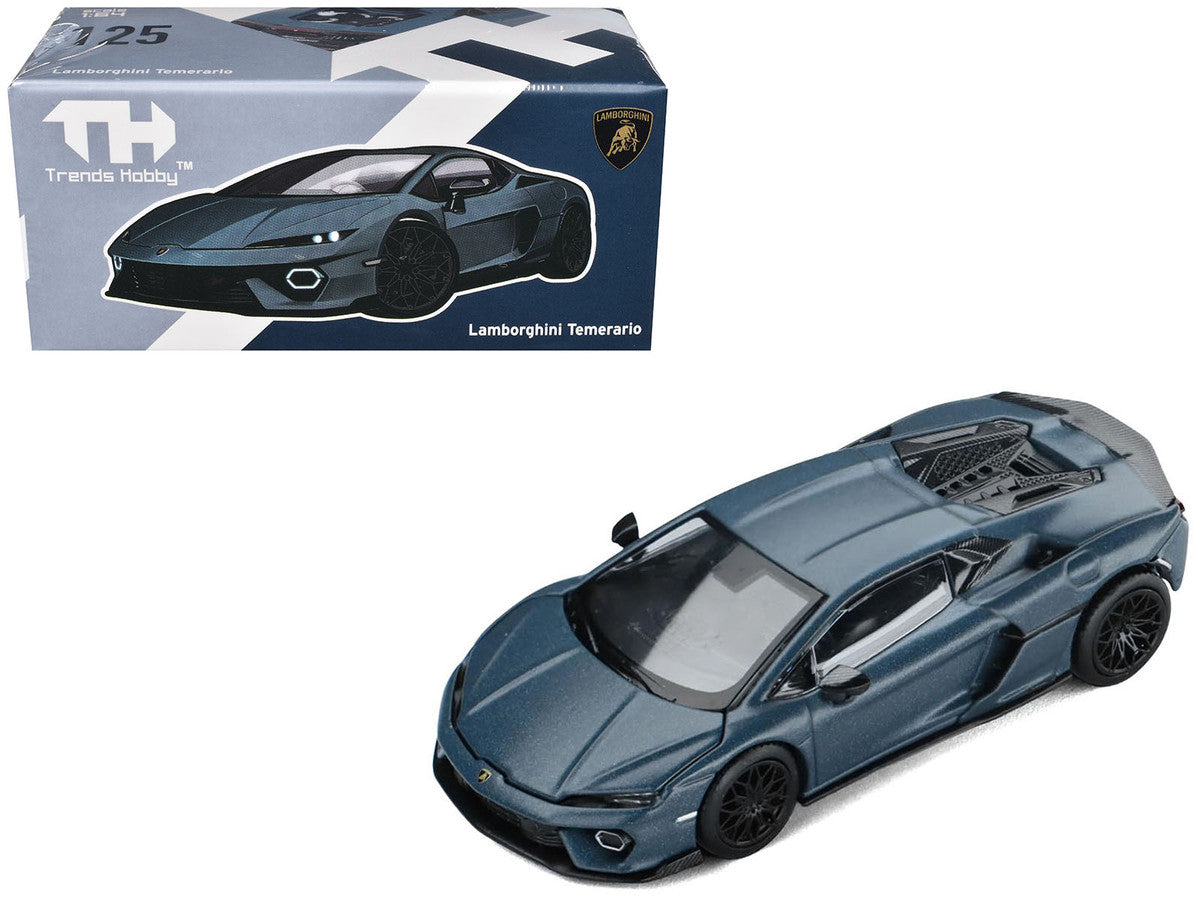 Lamborghini Temerario Matt Blue Metallic 1/64 Diecast Model Car by Trends Hobby-4