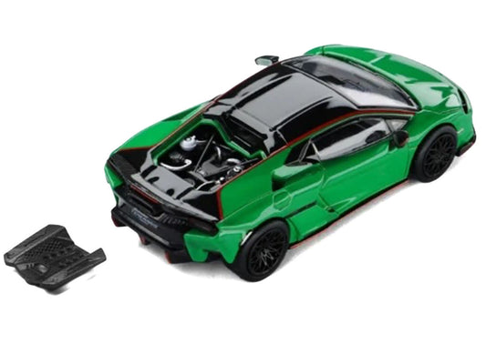 Lamborghini Temerario Green with Black Topdie 1/64 Diecast Model Car by Trends Hobby-0