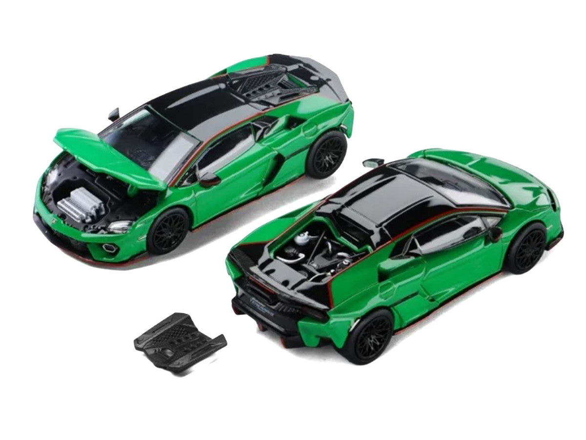Lamborghini Temerario Green with Black Topdie 1/64 Diecast Model Car by Trends Hobby-2
