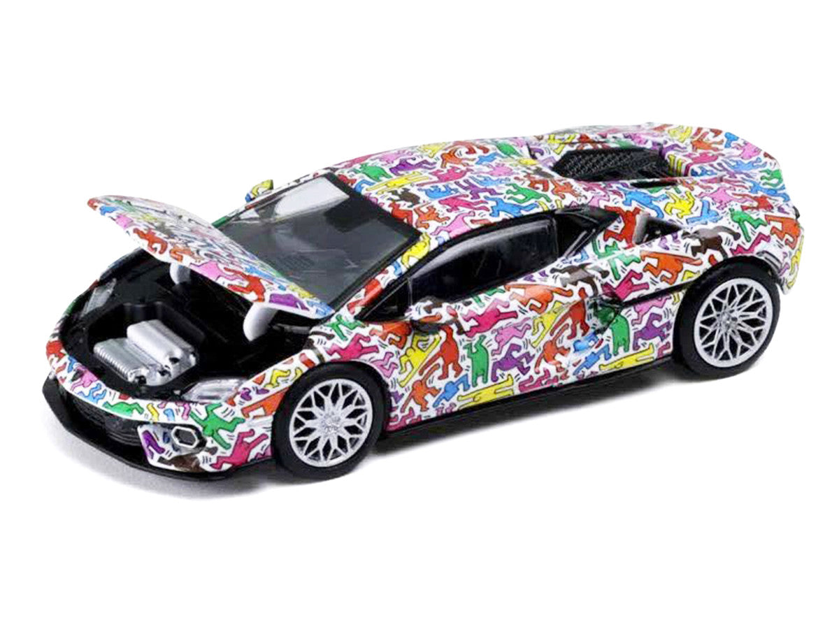 Lamborghini Temerario "Keith Haring Livery" White with Graphics 1/64 Diecast Model car by Trends Hobby-1