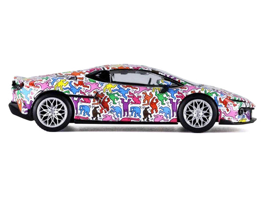 Lamborghini Temerario "Keith Haring Livery" White with Graphics 1/64 Diecast Model car by Trends Hobby-0