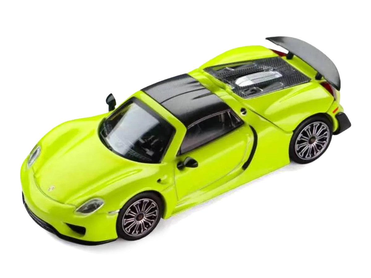 Porsche 918 Spyder Acid Green with Carbon Top 1/64 Diecast Model Car by Trends Hobby-1