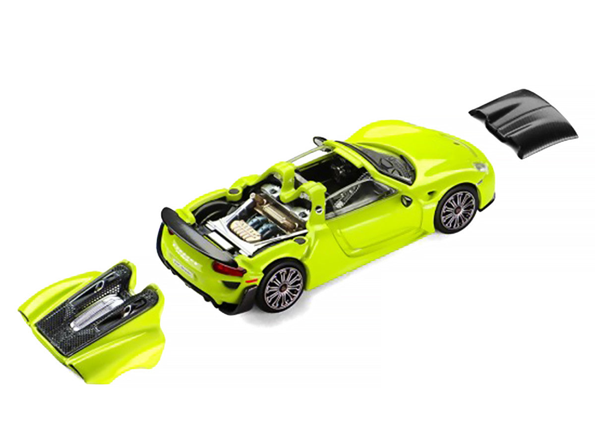 Porsche 918 Spyder Acid Green with Carbon Top 1/64 Diecast Model Car by Trends Hobby-2