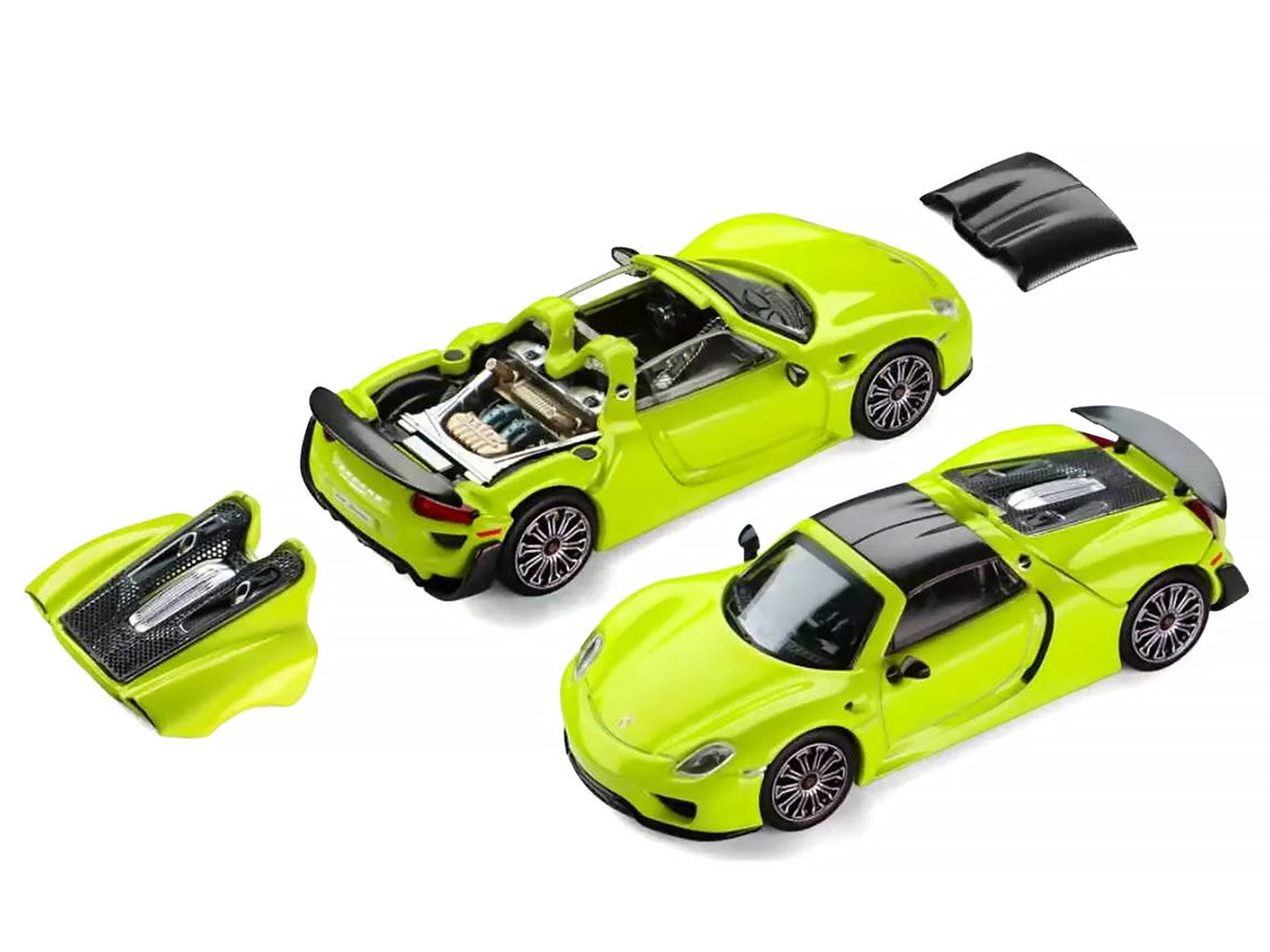 Porsche 918 Spyder Acid Green with Carbon Top 1/64 Diecast Model Car by Trends Hobby-4