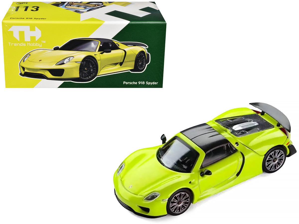 Porsche 918 Spyder Acid Green with Carbon Top 1/64 Diecast Model Car by Trends Hobby-0