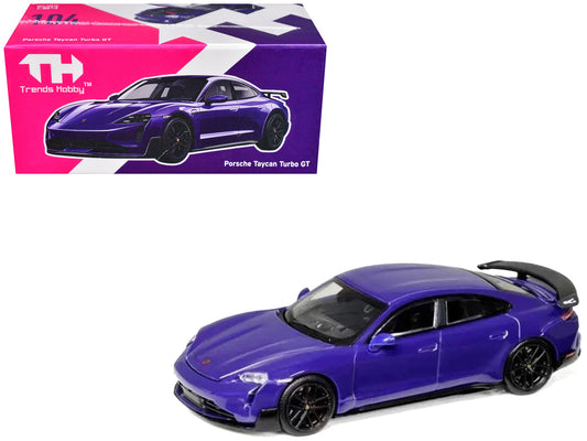 Porsche Taycan Turbo GT Purple 1/64 Diecast Model Car by Trends Hobby-0