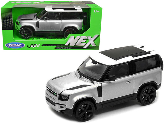 2020 Land Rover Defender Silver Metallic with White Top "NEX Models" 1/26 Diecast Model Car by Welly-0