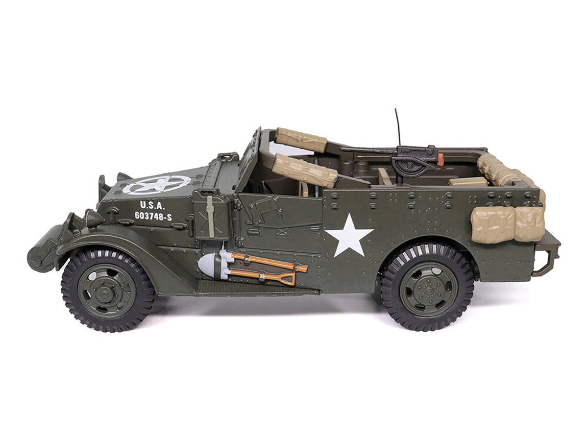 White M3 Scout Car Olive Drab "United States Army" 1/43 Diecast Model by Militaria Die Cast-1