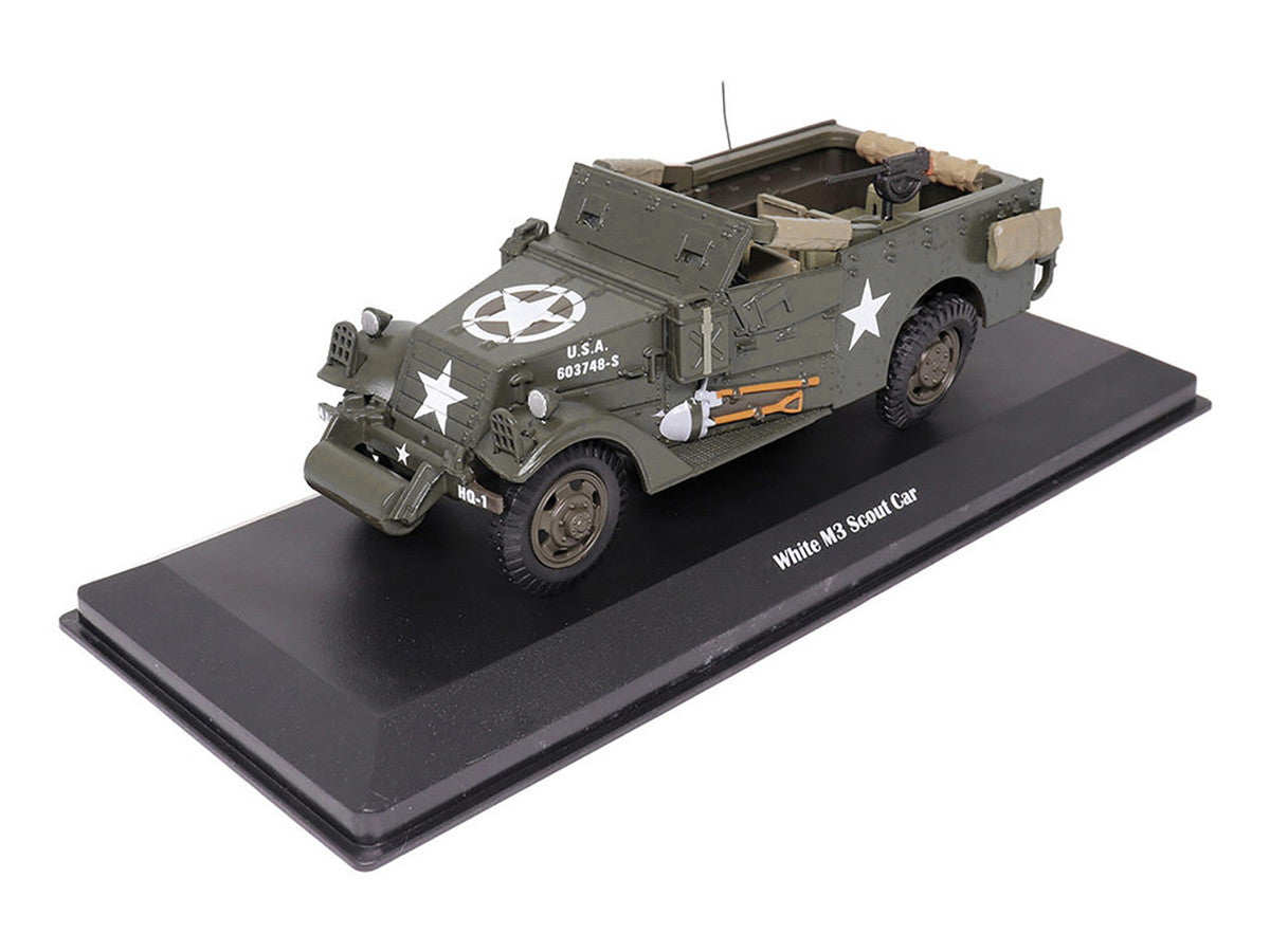 White M3 Scout Car Olive Drab "United States Army" 1/43 Diecast Model by Militaria Die Cast-2