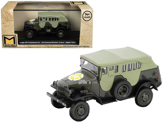 Dodge WC-6 Command Car with Canvas Top Olive Drab "2nd Armored Division France" (1944) United States Army 1/43 Diecast Model by Militaria Die Cast-0