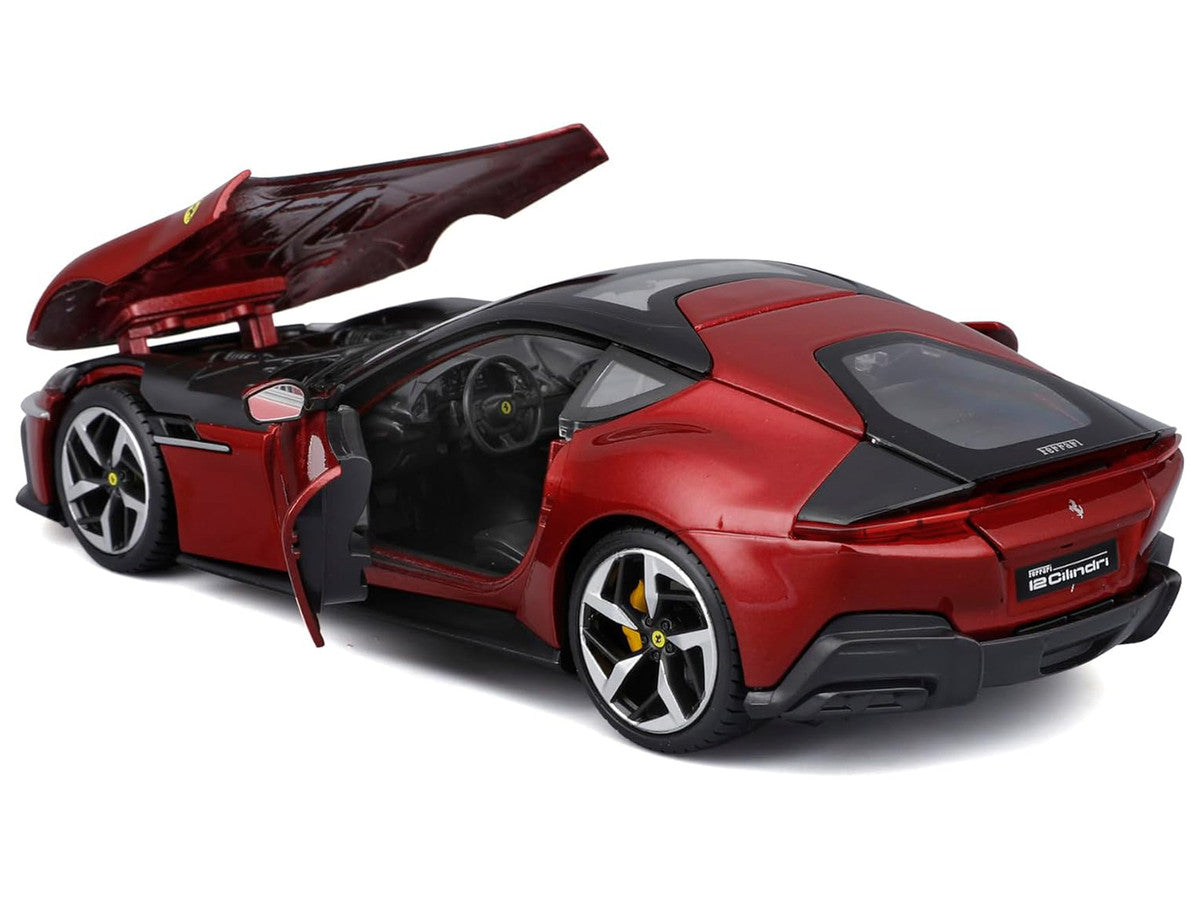 Ferrari 12Cilindri Red Metallic with Black Top "Race + Play" Series 1/24 Diecast Model Car by Bburago-2