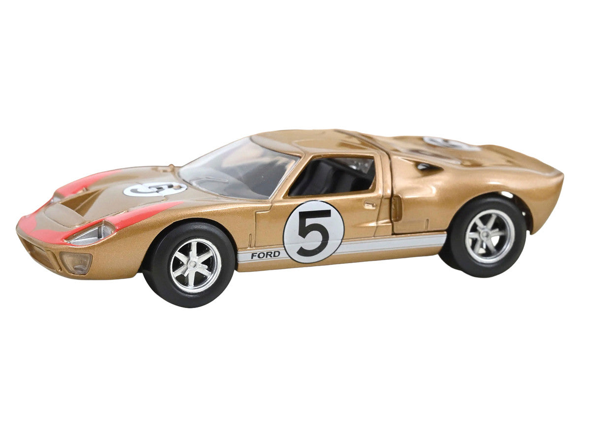 1966 Ford GT40 MKII #5 Kandy Gold Metallic with White Stripes and Red Graphics 1/43 Diecast Model Car by Norev-0