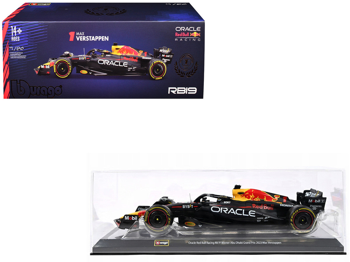 Red Bull Racing RB19 #1 Max Verstappen "Oracle" Winner Formula One F1 Championship "Drivers' Champion" (2023) with Display Case 1/24 Diecast Model Car by Bburago-2