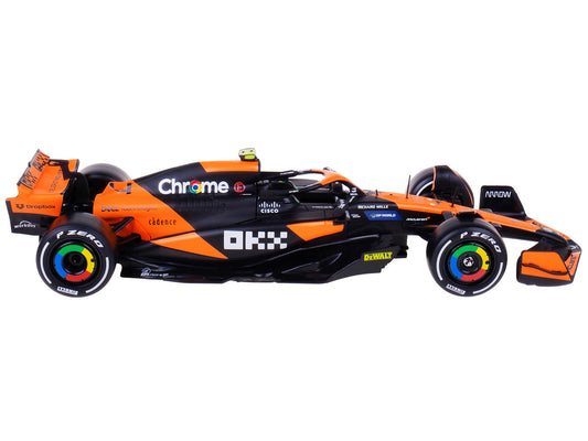 McLaren MCL38 #4 Lando Norris "OKX" Winner Formula One F1 "Miami GP" (2024) with Driver Figure "Race" Series 1/24 Diecast Model Car by Bburago-0