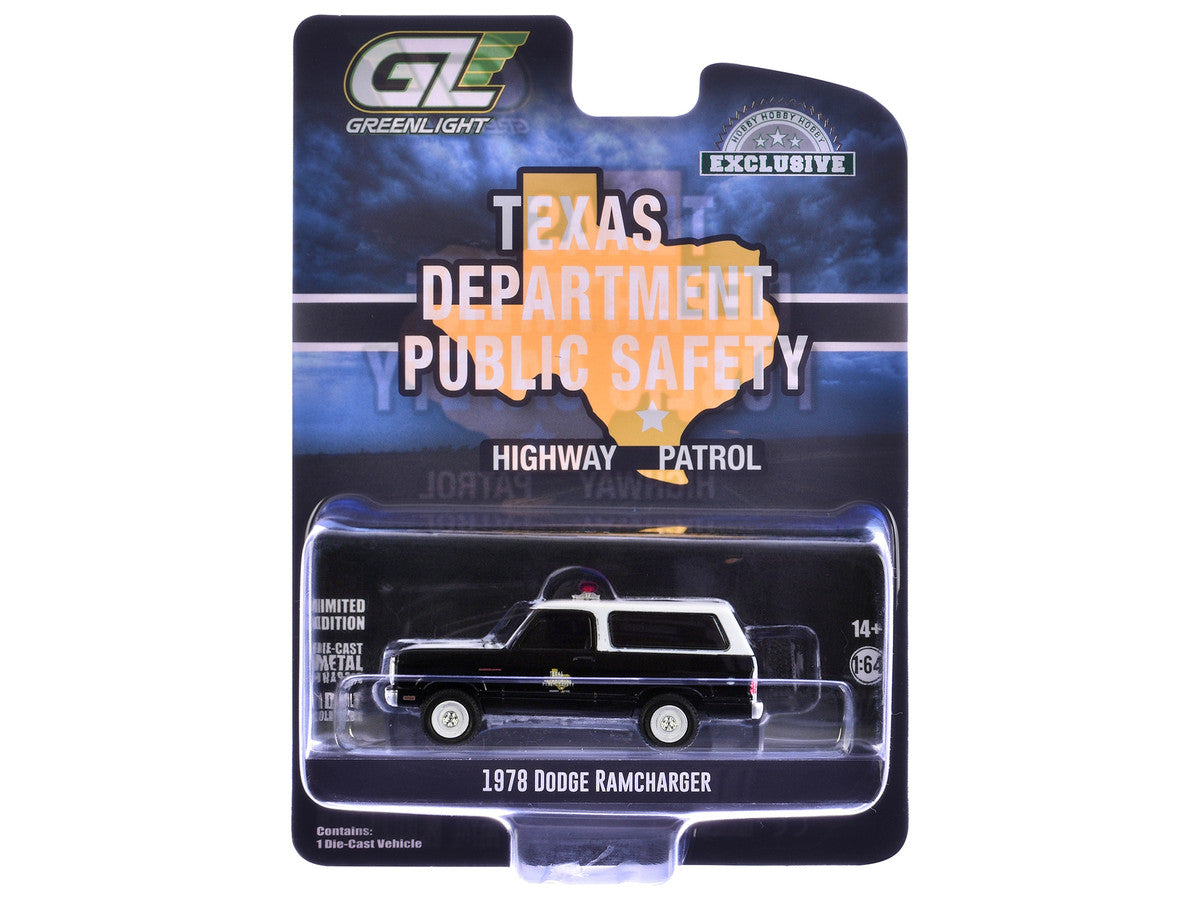 1978 Dodge Ramcharger Police Vehicle "Texas Department of Public Safety Highway Patrol" Black with White Hood and Top "Hobby Exclusive" Series 1/64 Diecast Model Car by Greenlight-2