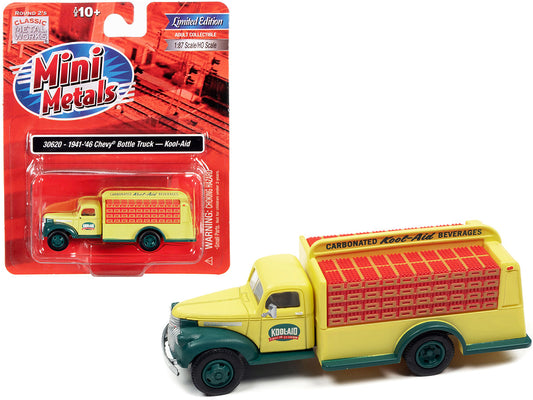 1941-1946 Chevrolet Delivery Bottle Truck Yellow and Green "Kool-Aid" 1/87 (HO) Scale Model by Classic Metal Works-0