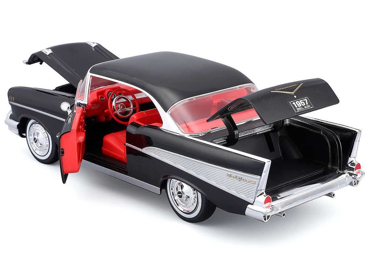 1957 Chevrolet Bel Air Coupe Black with Red Interior "Special Edition" Series 1/18 Diecast Model Car by Maisto-2