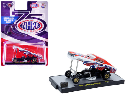 1969 Ford Mustang Funny Car "NHRA 75 Years" Red and White with Graphics Limited Edition to 3740 pieces Worldwide 1/64 Diecast Model Car by M2 Machines-0