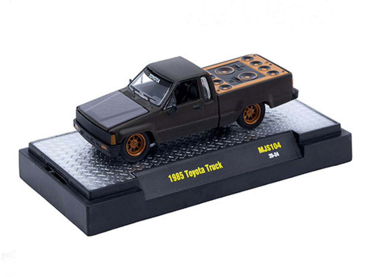 1985 Toyota SR5 Pickup Truck "Slammed Custom" Matt Gray with Carbon Hood Limited Edition to 10890 pieces Worldwide 1/64 Diecast Model Car by M2 Machines-1
