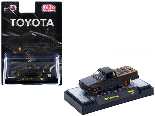 1985 Toyota SR5 Pickup Truck "Slammed Custom" Matt Gray with Carbon Hood Limited Edition to 10890 pieces Worldwide 1/64 Diecast Model Car by M2 Machines-0