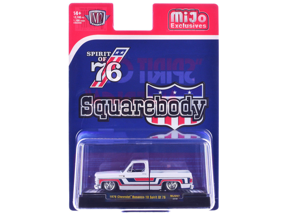 1976 Chevrolet Silverado Bonanza-10 Pickup Truck "Spirit of '76" White with Blue and Red Graphics Limited Edition to 12100 pieces Worldwide 1/64 Diecast Model Car by M2 Machines-2