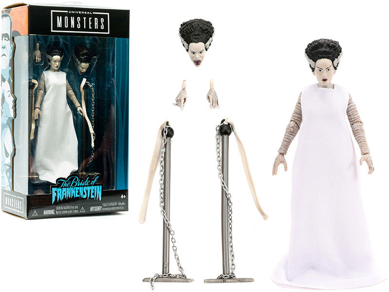 The Bride of Frankenstein 6" Moveable Figurine with Chains and Alternate Head and Hands "Universal Monsters" Series by Jada-0