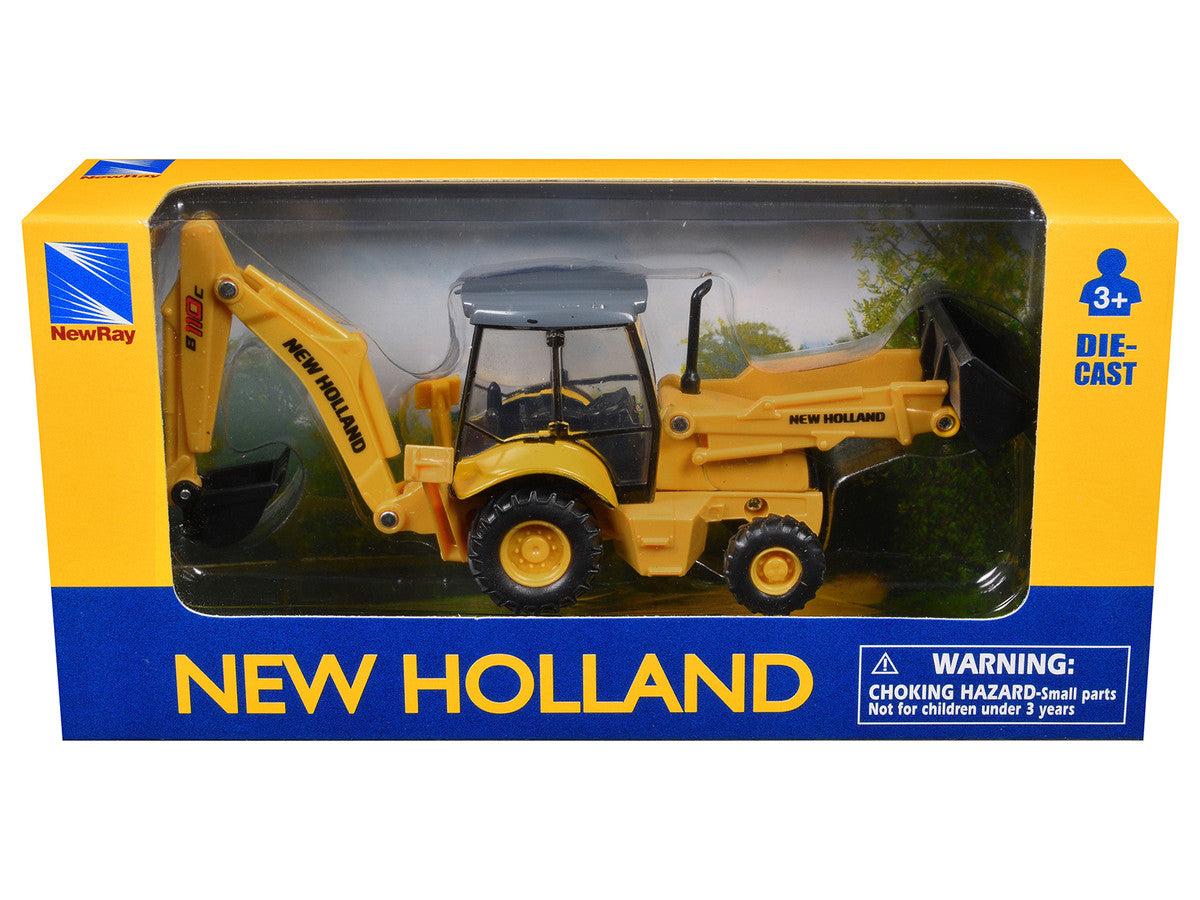 New Holland B110C Backhoe Loader Yellow Diecast Model by New Ray-1