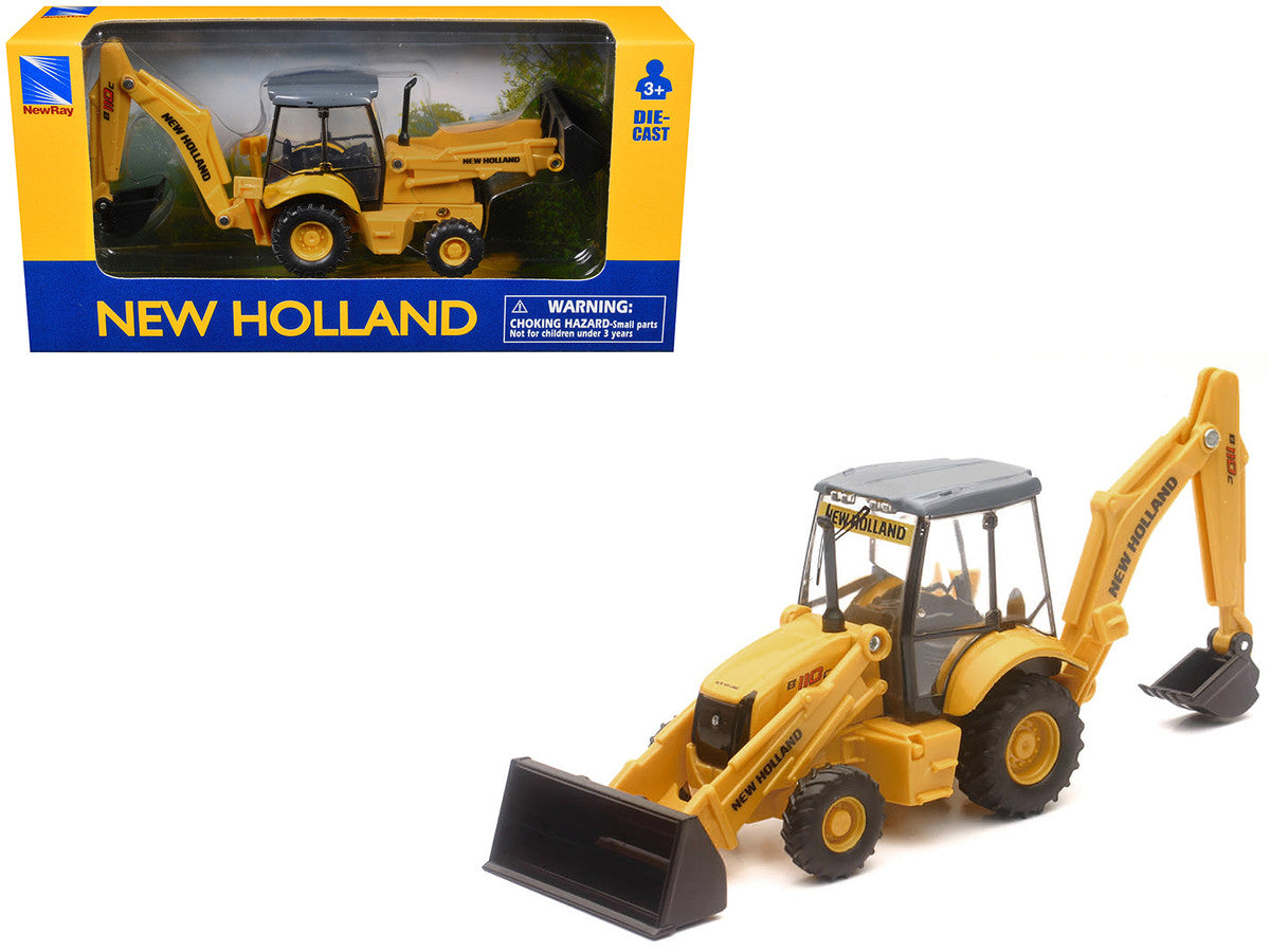 New Holland B110C Backhoe Loader Yellow Diecast Model by New Ray-2