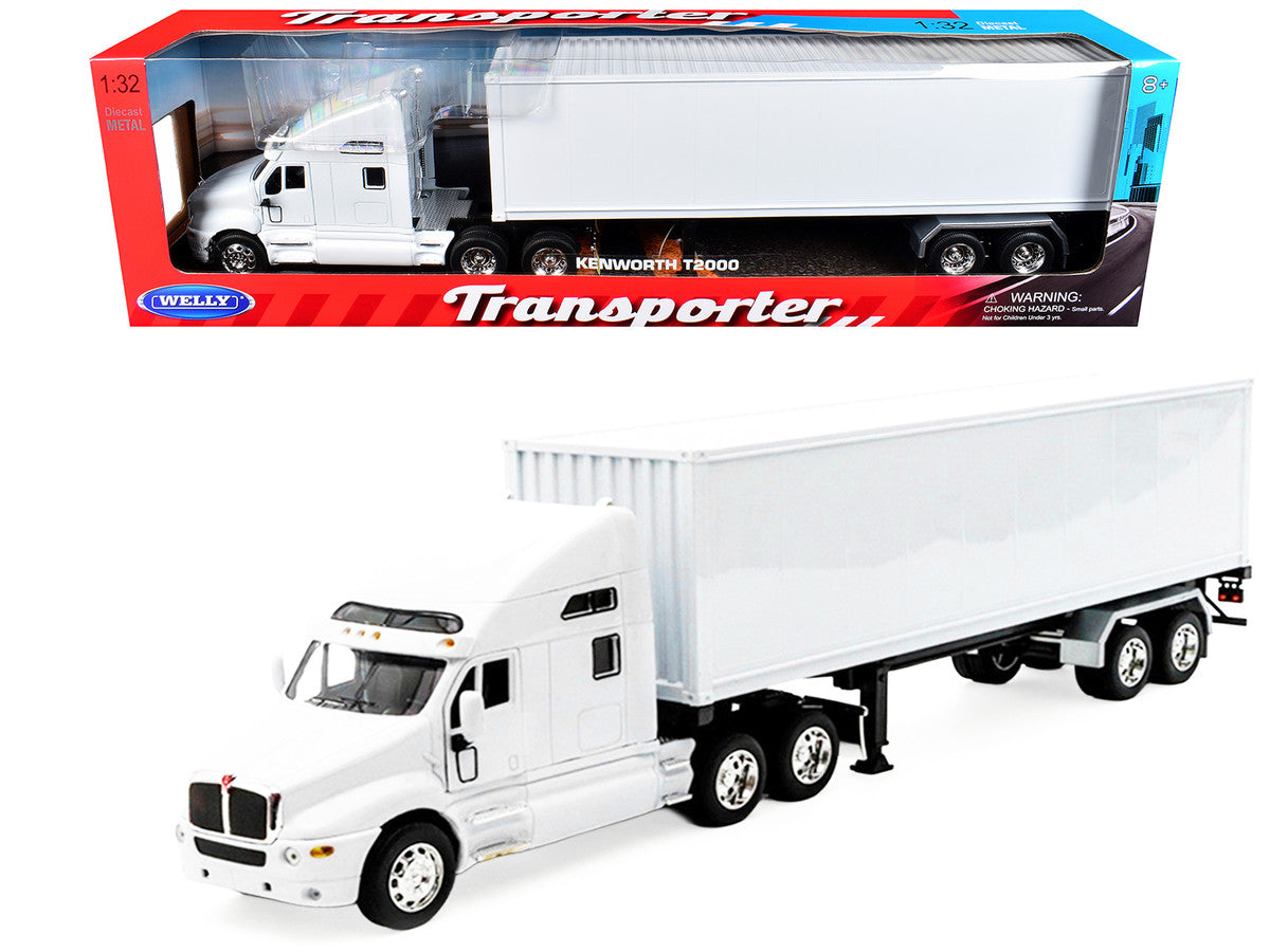 Kenworth T2000 Truck White with White Container "Transporter" Series 1/32 Diecast Model by Welly-2