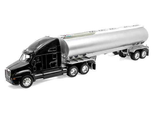 Kenworth T2000 Truck Black with Silver Tanker Trailer "Transporter" Series 1/32 Diecast Model by Welly-0
