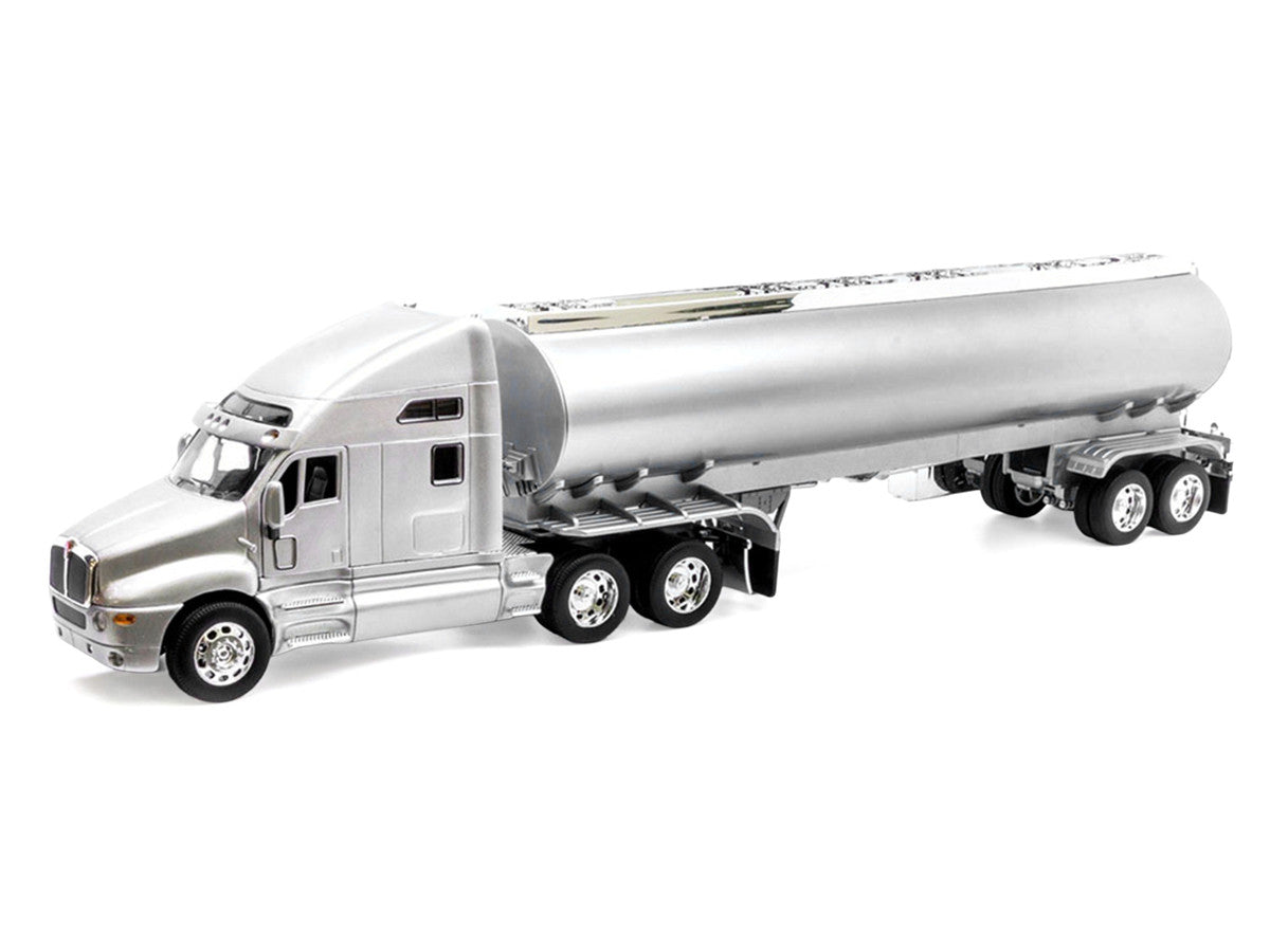 Kenworth T2000 Truck Silver Metallic with Silver Tanker Trailer "Transporter" Series 1/32 Diecast Model by Welly-0