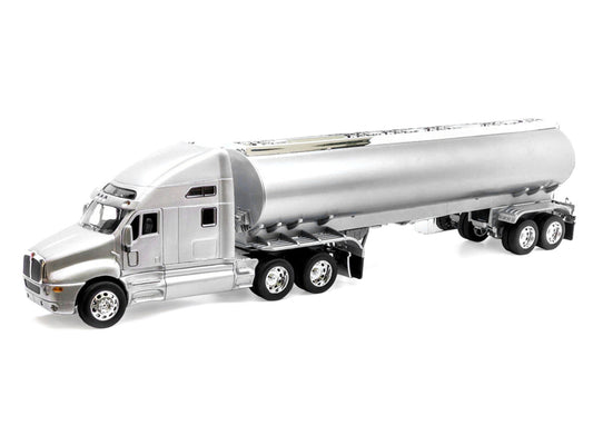 Kenworth T2000 Truck Silver Metallic with Silver Tanker Trailer "Transporter" Series 1/32 Diecast Model by Welly-0