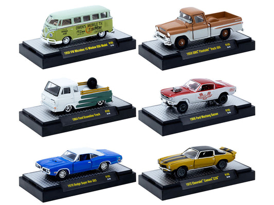"Auto-Thentics" 6 piece Set Release 105 IN DISPLAY CASES Limited Edition 1/64 Diecast Model Cars by M2 Machines-0