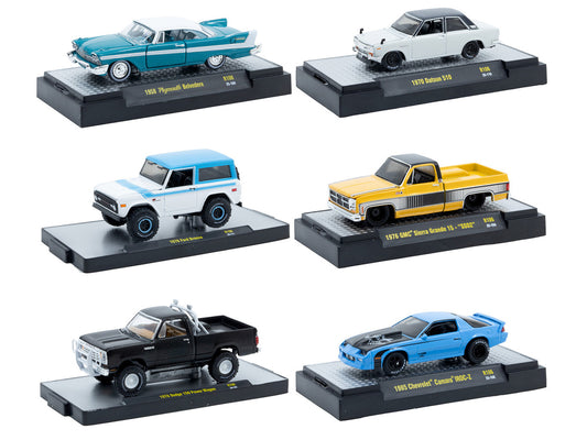 "Auto-Thentics" 6 piece Set Release 106 IN DISPLAY CASES Limited Edition 1/64 Diecast Model Cars by M2 Machines-0