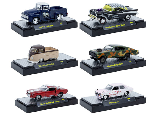 "Auto Meets" Set of 6 Cars IN DISPLAY CASES Release 94 Limited Edition 1/64 Diecast Model Cars by M2 Machines-0