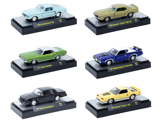 "Auto Meets" Set of 6 Cars IN DISPLAY CASES Release 95 Limited Edition 1/64 Diecast Model Cars by M2 Machines-0