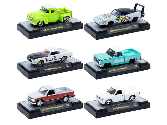 "Auto Meets" Set of 6 Cars IN DISPLAY CASES Release 97 Limited Edition 1/64 Diecast Model Cars by M2 Machines-0