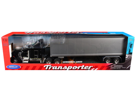 Kenworth W900 Truck Black with Gray Container 1/32 Diecast Model by Welly-0