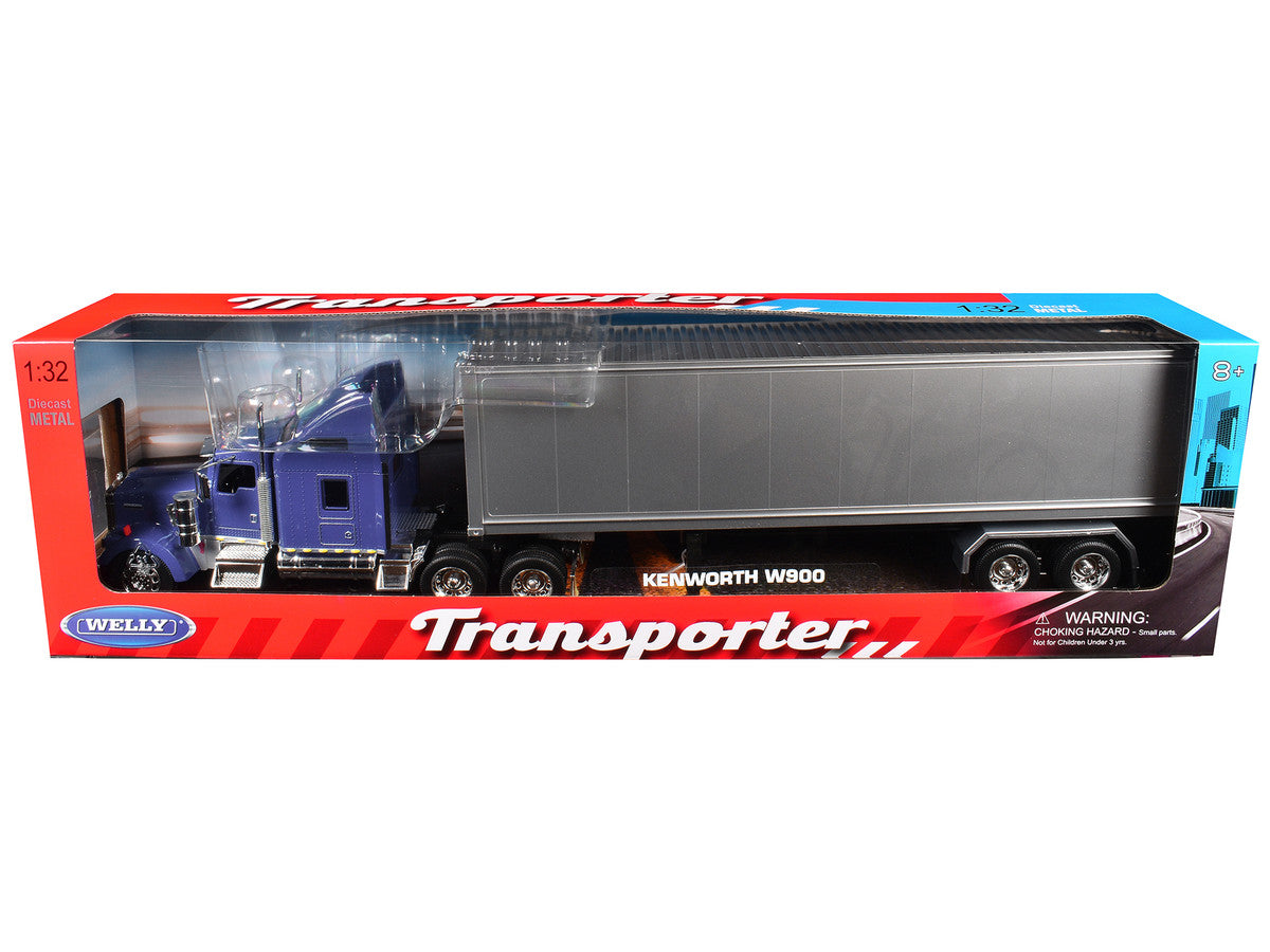 Kenworth W900 Truck Blue with Gray Container 1/32 Diecast Model by Welly-0
