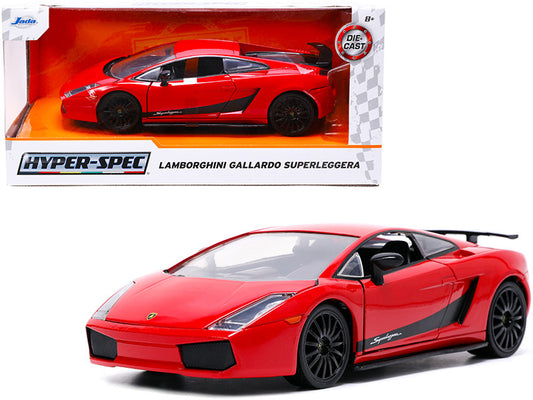 Lamborghini Gallardo Superleggera Red with Black Stripes "Hyper-Spec" Series 1/24 Diecast Model Car by Jada-0