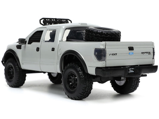 2011 Ford F-150 SVT Raptor Pickup Truck Light Gray with Extra Wheels "Just Trucks" Series 1/24 Diecast Model Car by Jada-0