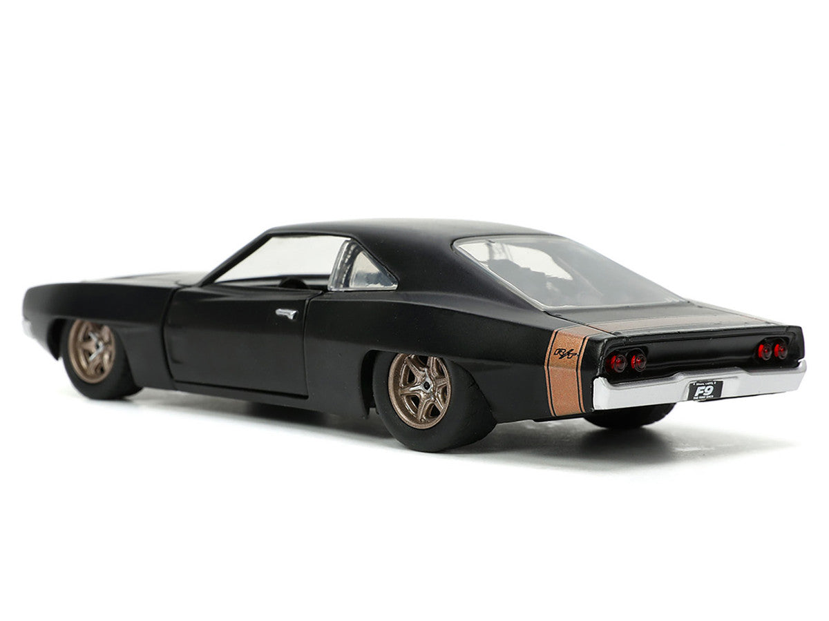1968 Dodge Charger Widebody Matt Black with Bronze Tail Stripe "F9" (2021) Movie "Fast & Furious" Series 1/32 Diecast Model Car by Jada-1