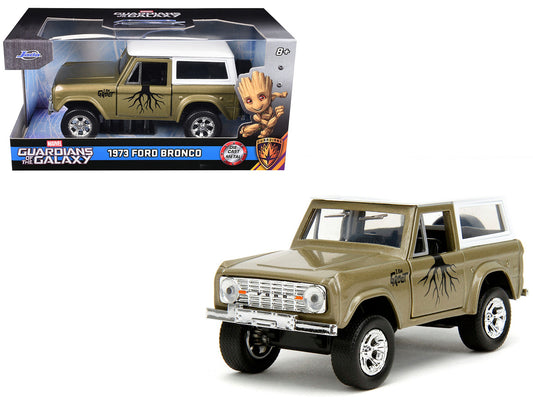 1973 Ford Bronco "Groot" Gold Metallic with White Top "Guardians of the Galaxy" "Hollywood Rides" Series 1/32 Diecast Car Model by Jada-0