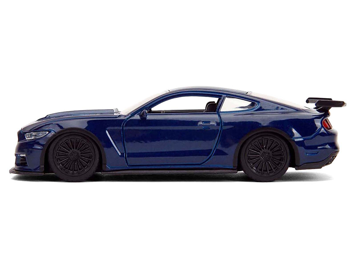 2016 Ford Mustang GT Dark Blue Metallic with White Stripe "F9" (2021) Movie "Fast & Furious" Series 1/32 Diecast Model Car by Jada-0