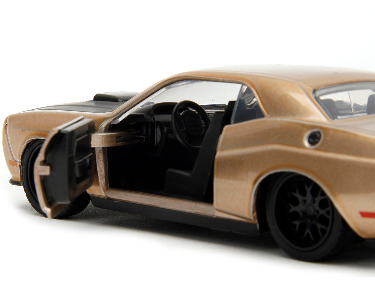 2012 Dodge Challenger SRT8 Gold Metallic with Black Hood "Pink Slips" Series 1/32 Diecast Model Car by Jada-2