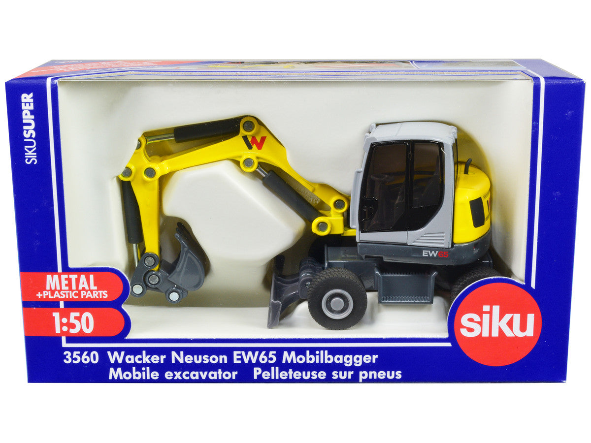 Wacker Neuson EW65 Mobile Excavator Yellow and Gray 1/50 Diecast Model by Siku-0