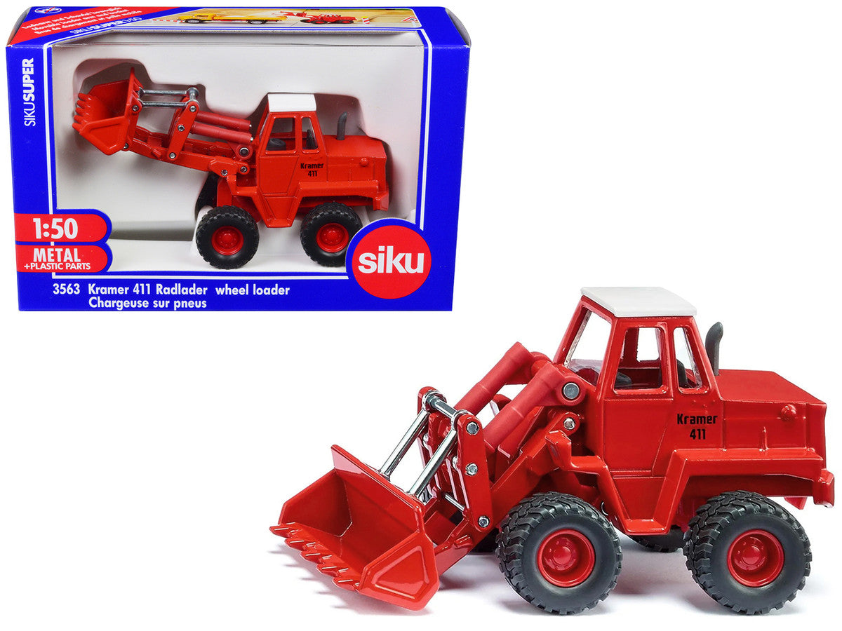 Kramer 411 Wheel Loader Red with White Top 1/50 Diecast Model by Siku-0