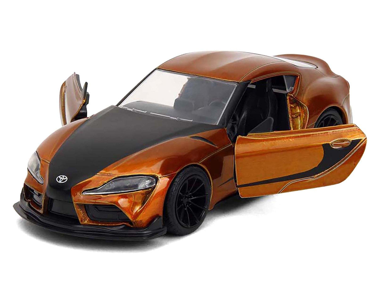 2020 Toyota Supra Orange Metallic with Black Stripes "F9" (2021) Movie "Fast & Furious" Series 1/32 Diecast Model Car by Jada-1